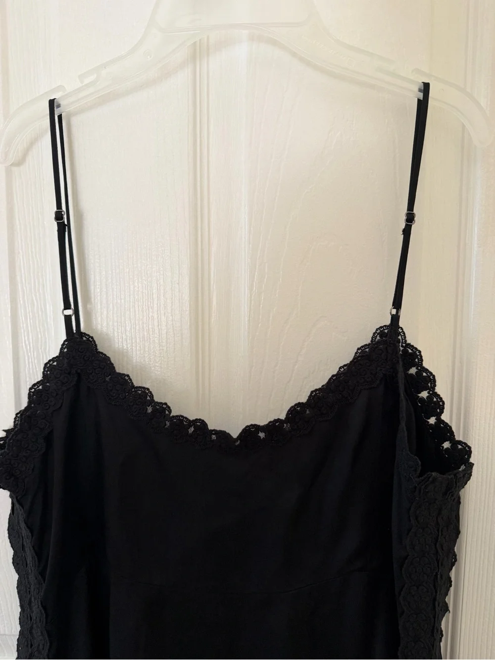 J. Crew Black Lace-Trim Slip Dress